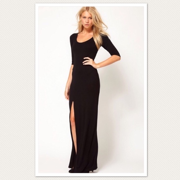 ASOS LOVE Bodycon Maxi Dress w/Side Split in Red - Picture 2 of 6